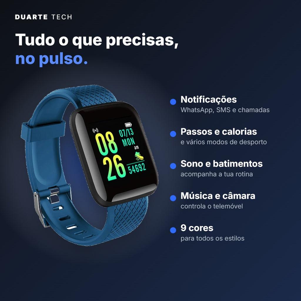 Smartwatch Active — Fitness, Notificações e Música