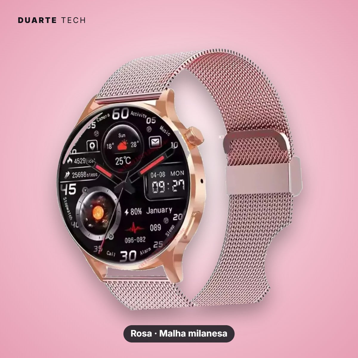 Smartwatch Atlas — Ecrã HD 1,83" e Bracelete em Aço